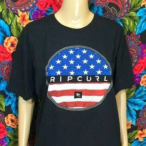 MEN'S RIP CURL SHIRT USA FLAG TOP MENS SIZE XL SKATE SURF FASHION APPAREL BLACK